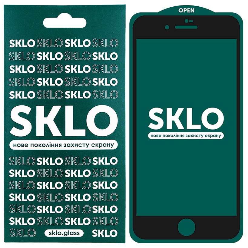 Захисне скло SKLO 5D для Iphone 7 plus / 8 plus (5.5") з чорною рамкою-0