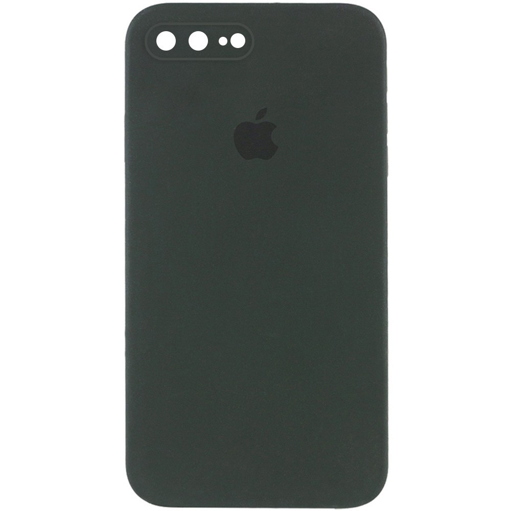Silicone Case Square Full Camera Protective (AA) для iPhone 7 / 8 / SE (2020) (4.7") (Black Green)-0