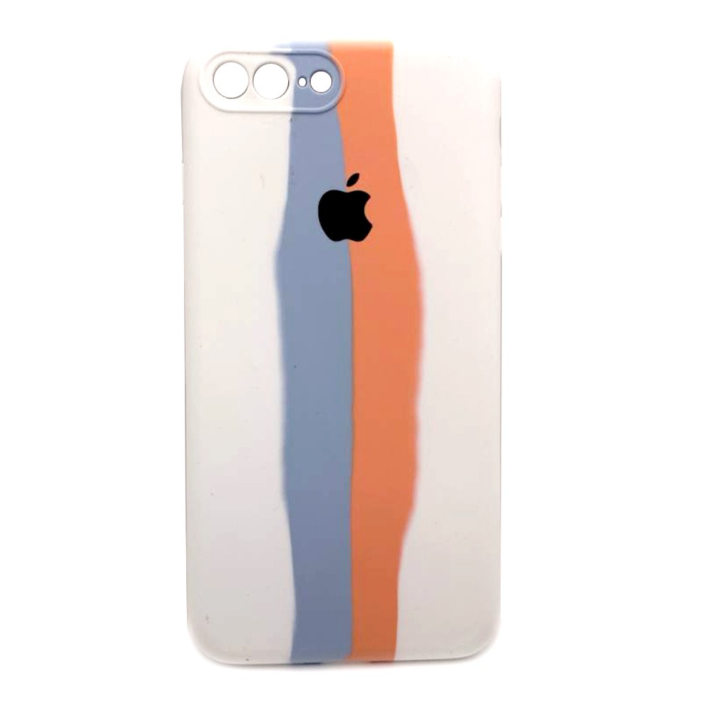 Rainbow Silicone Case Full camera  iPhone 7 Plus/8 Plus (White/white)-0