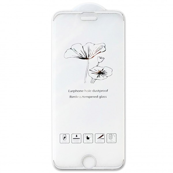 Захисне скло Rimless dustproof для  iPhone 6/7/8/SE 2020 з білою рамкою-0