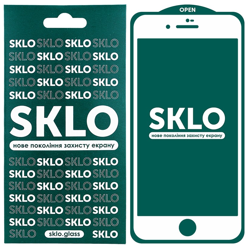 Захисне скло SKLO 5D для Iphone 7 / 8 / SE (2020) (4.7") з білою рамкою-0