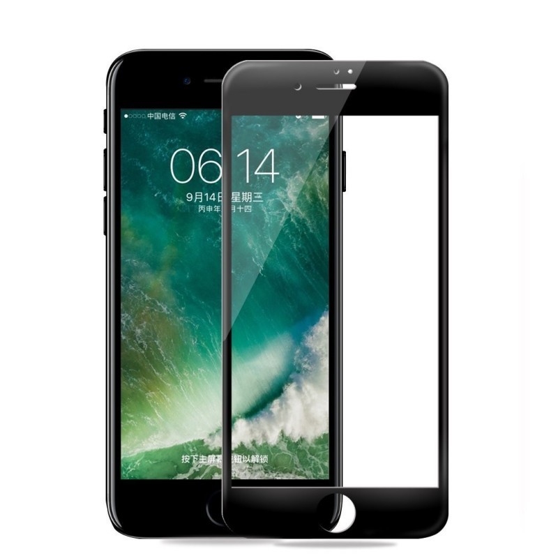 Захисне скло XD+ (full glue) для iPhone  7 / 8 / 6 / 6s (4.7") з чорною рамкою-0