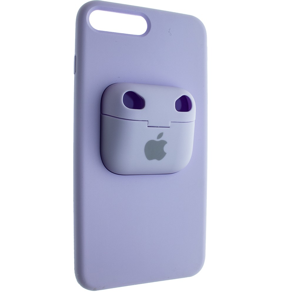 Silicone Case 2в1  для  Iphone 7/8/SE 2020 Lilac + case Airpods Pro-0