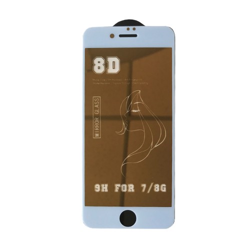 Захисне скло 8D для  IP 7/8/SE 2020 золоте з білою рамкою-0