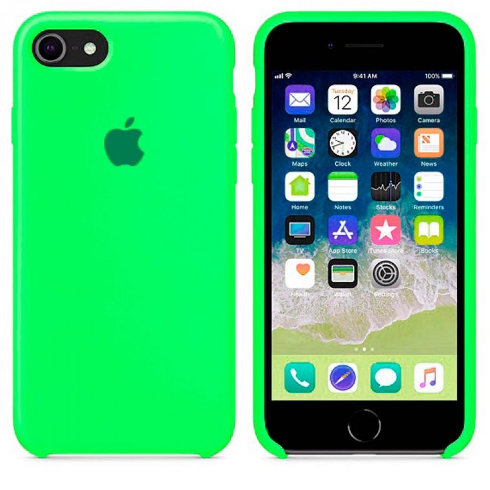 Silicone Case (AA) для iPhone 7/8/SE (2020) (Neon Green)-0