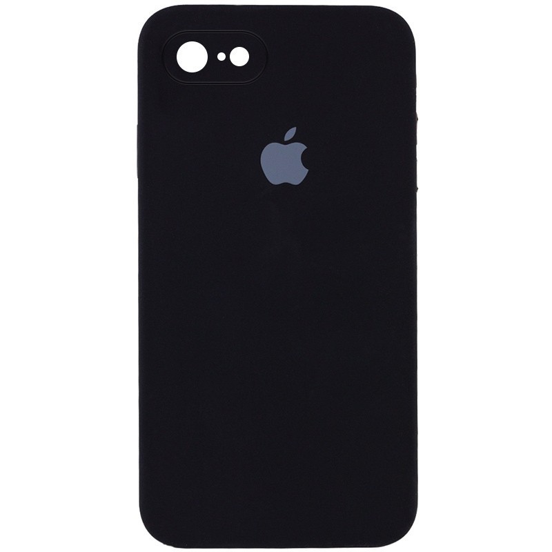 Silicone Case Square Full Camera Protective (AA) для iPhone 7 / 8 / SE (2020) (4.7") (Black)-0