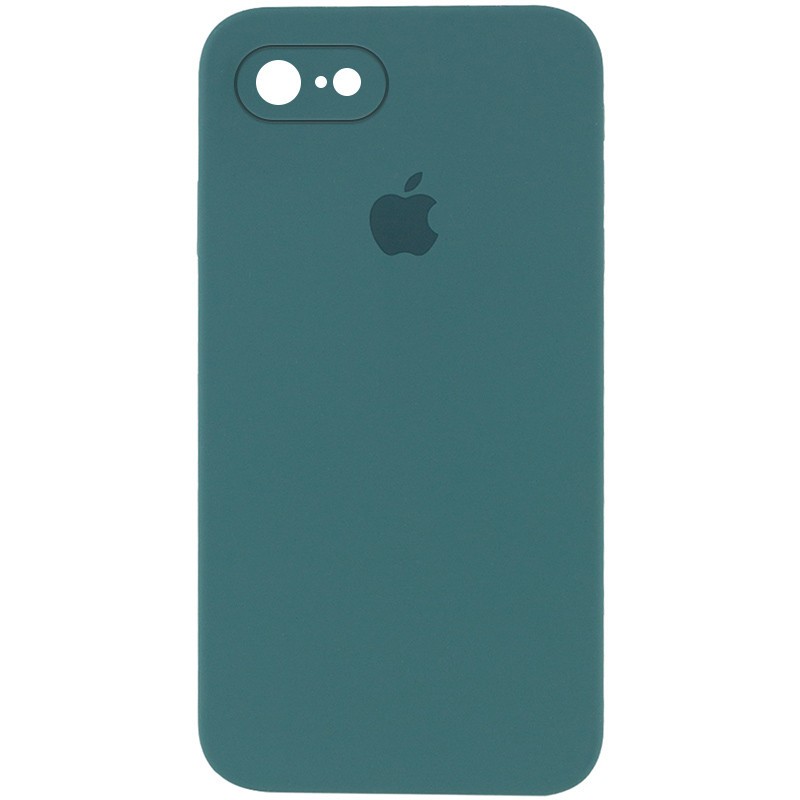 Silicone Case Square Full Camera Protective (AA) для iPhone 7 / 8 / SE (2020) (4.7") (Pine green)-0
