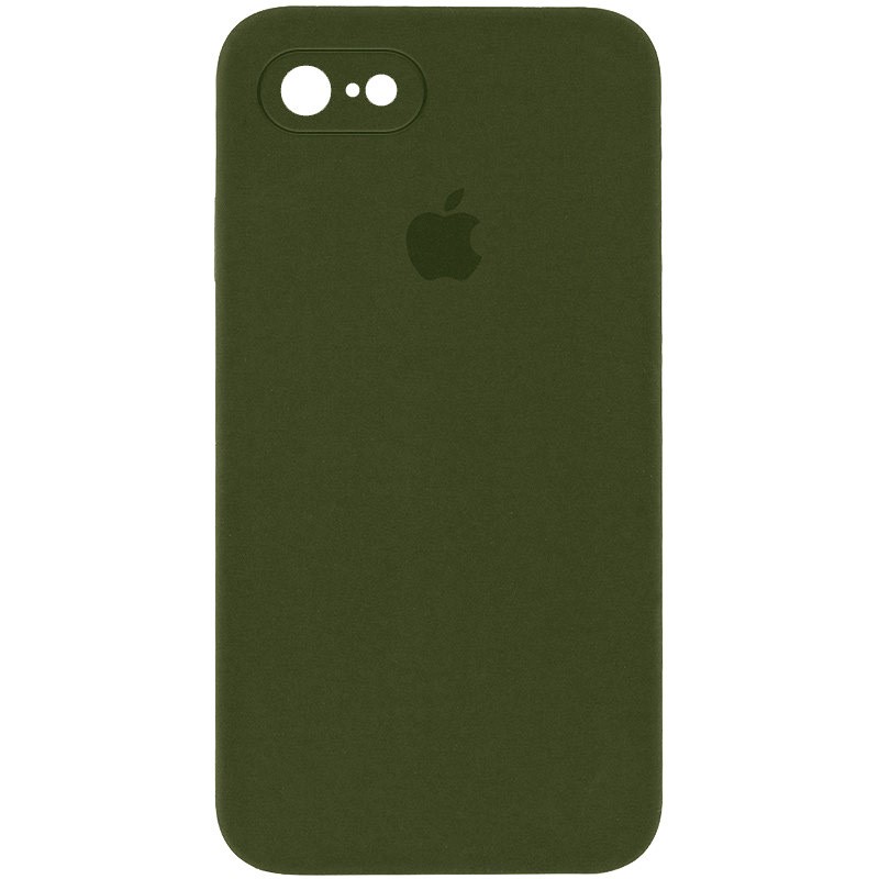 Silicone Case Square Full Camera Protective (AA) для iPhone 7 / 8 / SE (2020) (4.7") (Armi green)-0