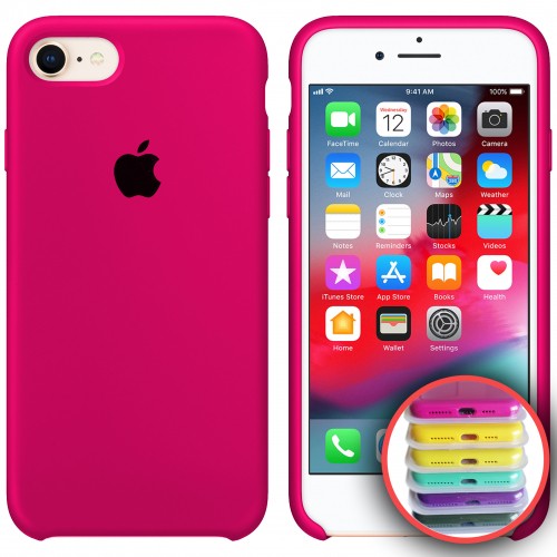 Silicone Case Full Protective (AA) для iPhone 7/8/SE (2020) (Hot Pink)-0