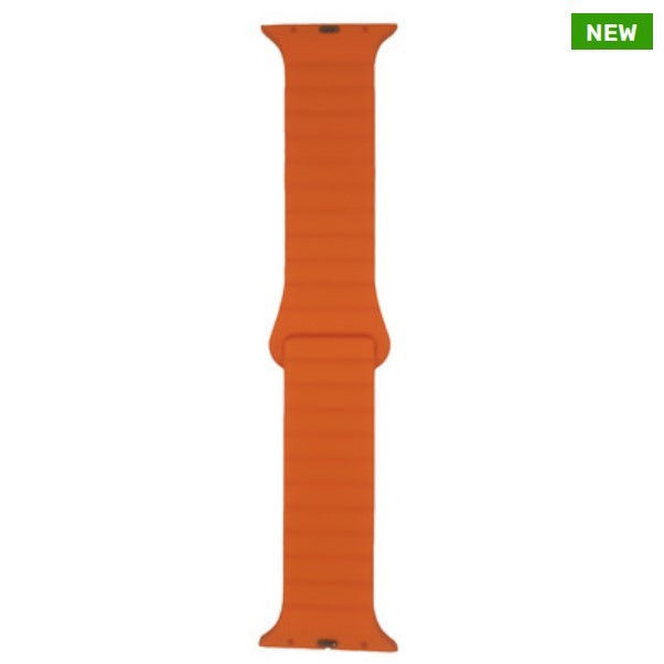 Магнітний силіконовий ремінець Apple (42|44|45|49mm) (коробка) (Помаранчевий)-0