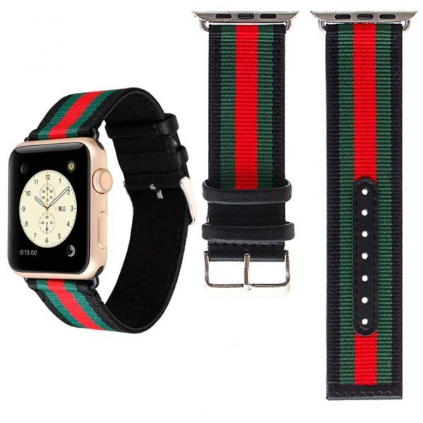 Ремешок Apple Watch 38mm Sport Nylon Stripe (Черно красный)-0