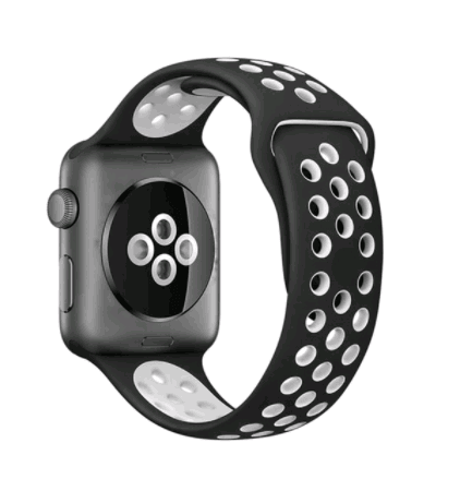 Ремінець Silicone Sport для Apple Watch 38/40/41 mm чорно-білий-0