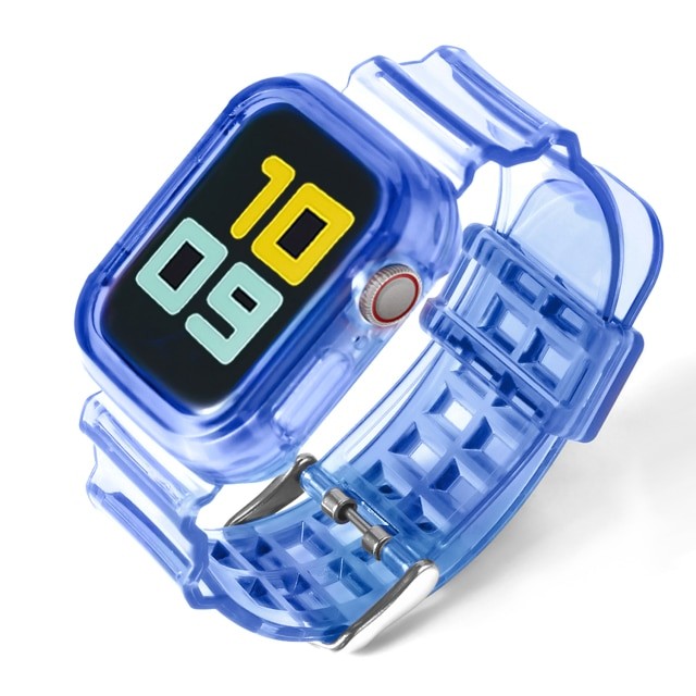 Ремінець для Apple Watch Band Color Transparent + Protect Case 44mm (Blue)-0