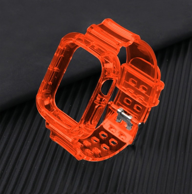 Ремінець для Apple Watch Band Color Transparent + Protect Case 44mm (Orange)-0