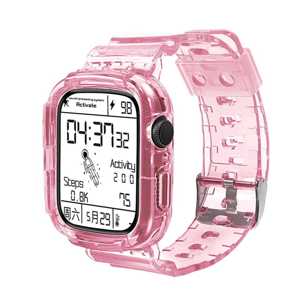 Ремінець для Apple Watch Band Color Transparent + Protect Case 40mm (Pink)-0