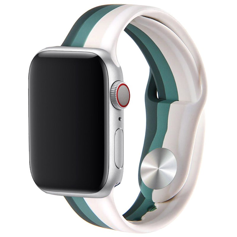 Силіконовий ремінець для Apple Watch 38/40 Білий/Зелений-0