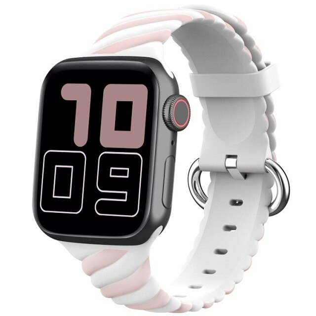 Ремінець Multicolor Silicone для Apple Watch 38mm/40mm рожево-білий-0