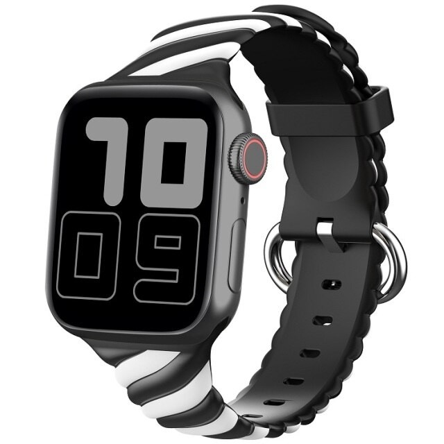 Ремінець Multicolor Silicone для Apple Watch 38mm/40mm чорно-білий-0