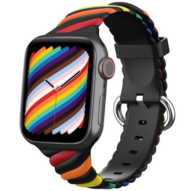 Ремінець Multicolor Silicone для Apple Watch 38mm/40mm чорно-веселковий-0