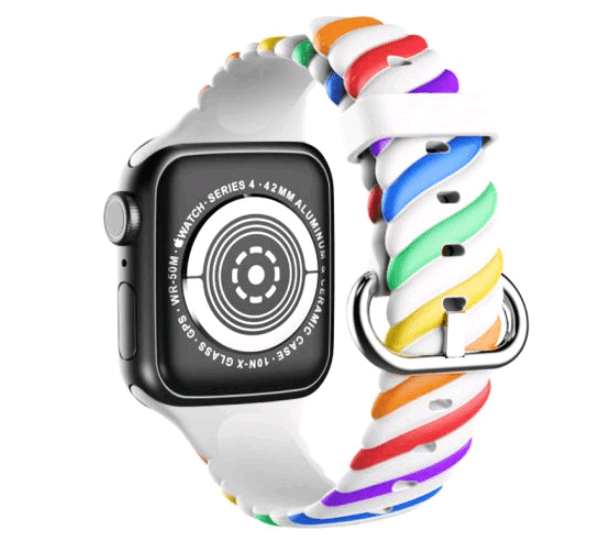 Ремінець Multicolor Silicone для Apple Watch 38mm/40mm біло-веселковий-0