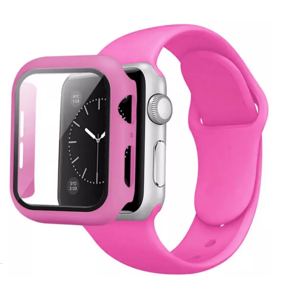 Ремінець Silicon+glass для Apple Watch 38/40mm Rose Red-0