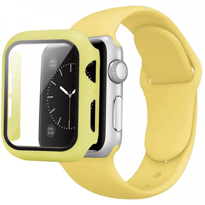 Ремінець Silicon+glass для Apple Watch 38/40mm Yellow-0