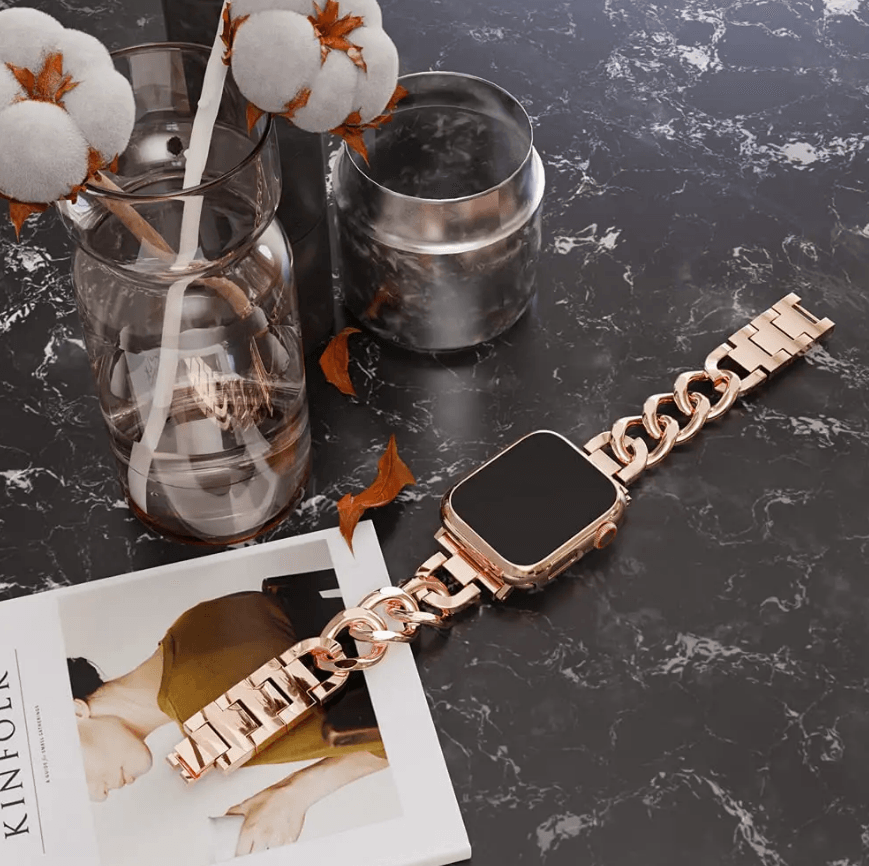 Ремінець Metallic chain для Apple watch 42/44/45/49 mm rose gold-0