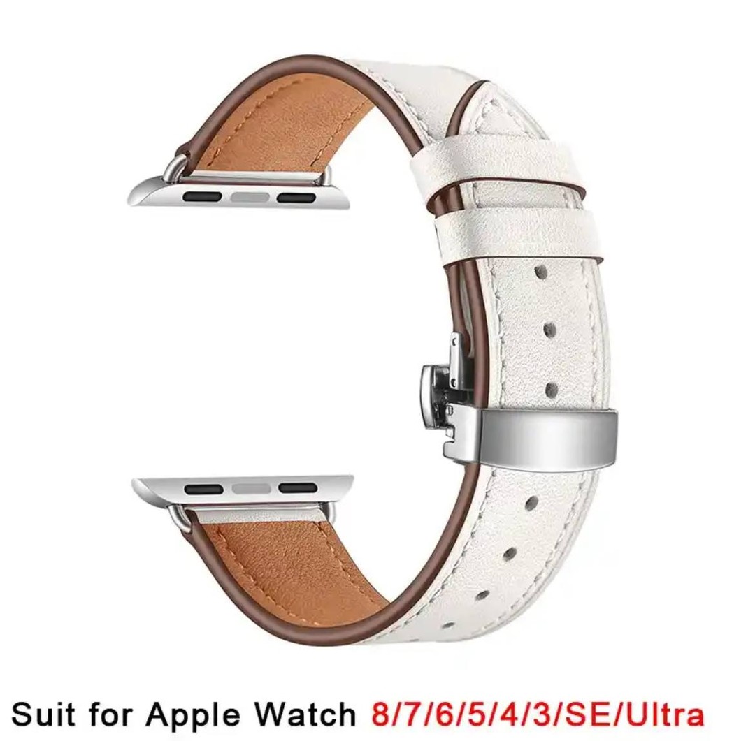 Ремінець Leather Strap для Apple Watch 38/40/41 mm White-0