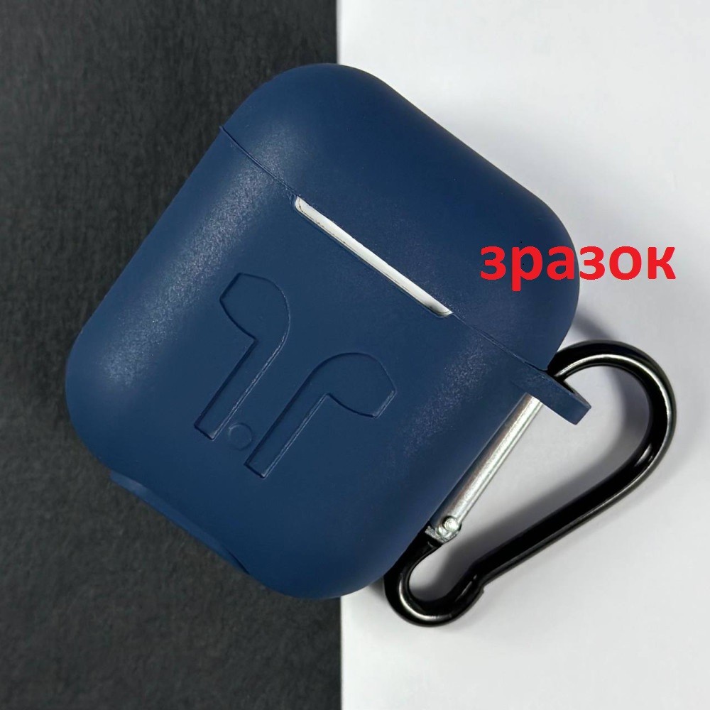 Чохол для AirPods Pro 2 Silicone Case Logo + карабін  (Midnight blue)-0