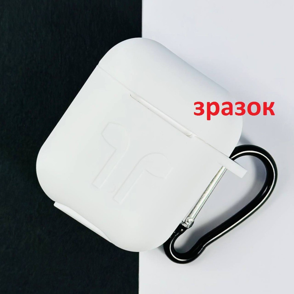 Чохол для AirPods Pro 2 Silicone Case Logo + карабін  (White)-0
