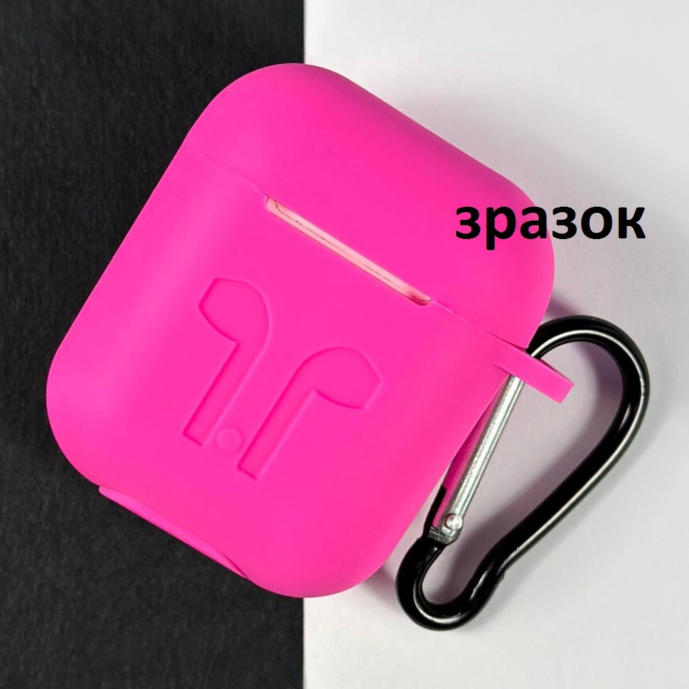 Чохол для AirPods 3 Silicone Case Logo + карабін  (Barbie pink)-0