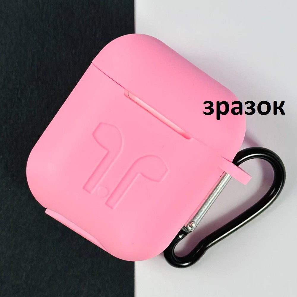 Чохол для AirPods 4 Silicone Case Logo + карабін  (Pink)-0