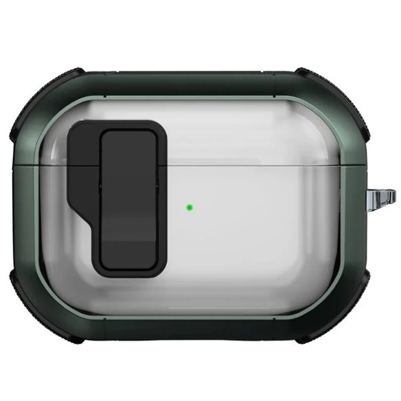 Футляр протиударний Locking Button для навушників Airpods Pro 2 / Pro (Apple Green)-0