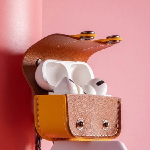 Шкіряний футляр Briefcase для AirPods Pro 2 / Pro (Brown / Yellow)-0