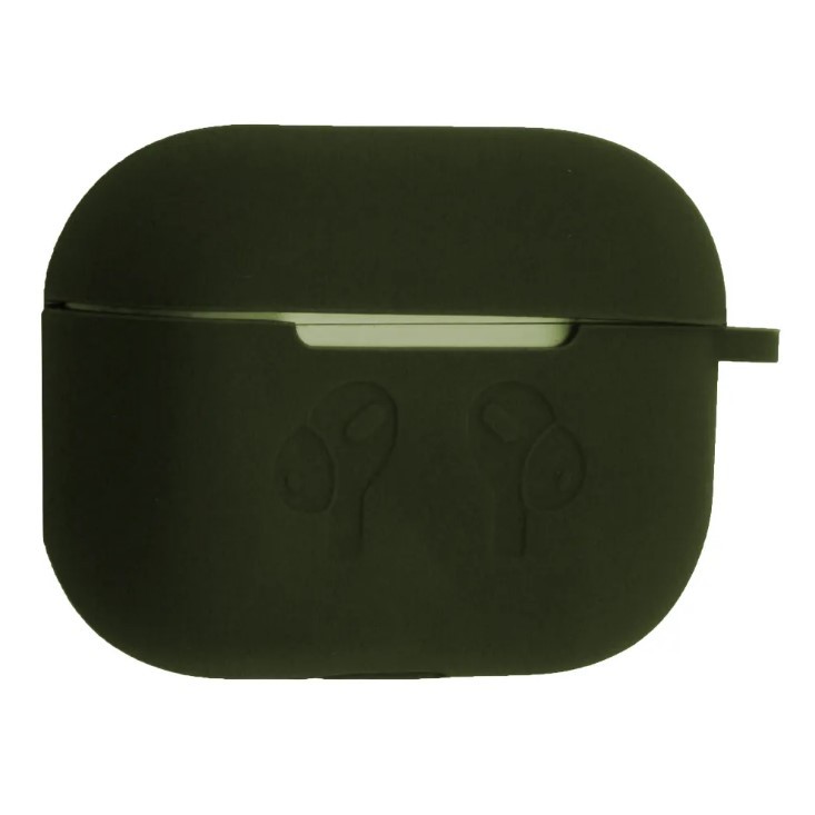 Чохол для AirPods Pro  Silicone Case Logo + карабін  (Dark green)-0