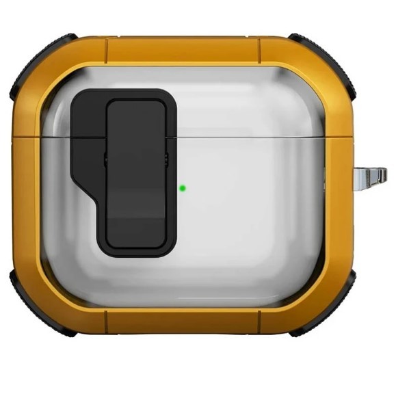 Футляр протиударний Locking Button для навушників Airpods 4 (Yellow)-0
