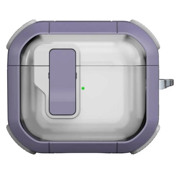 Футляр протиударний Locking Button для навушників Airpods 3 (Light purple)-0
