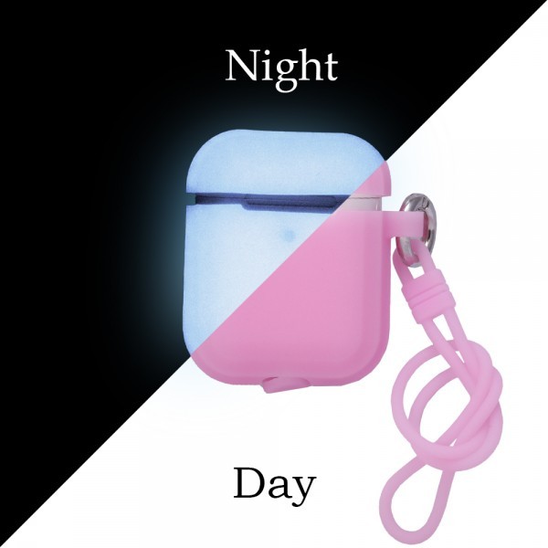 Чохол "Luminescent" для Airpods рожевий (силікон світиться в темряві)-1