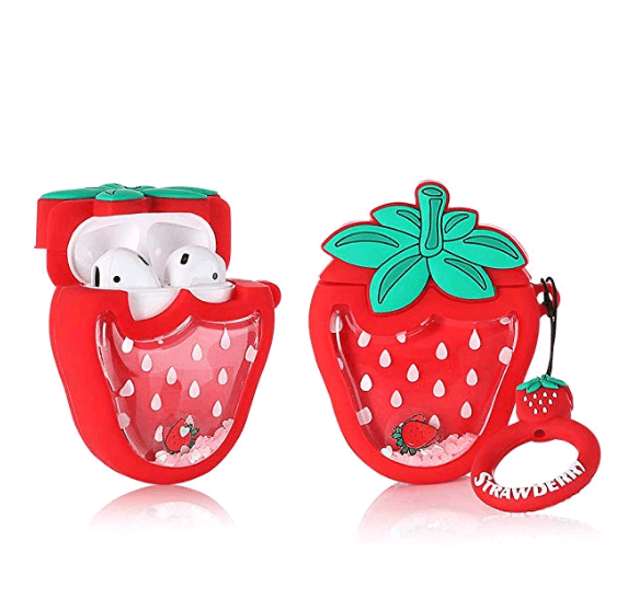 Fruits Case with Sparcles & Water for AirPods (strawberry)-0