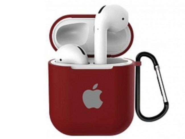 Чохол для AirPods Silicone Case Logo (Bordo)-0