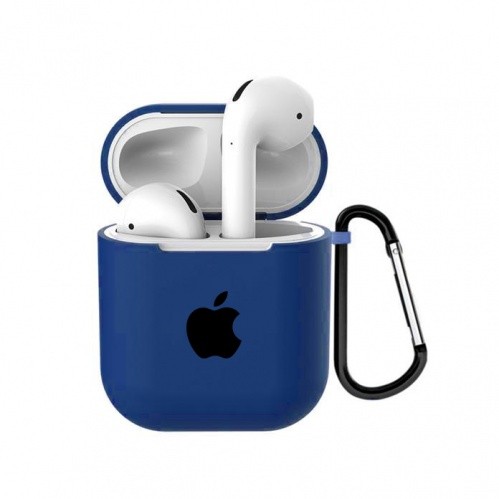 Чохол для AirPods case Logo з карабіном (Blue Cobalt)-0