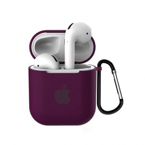 Чохол для AirPods case Logo з карабіном  (Plum)-0