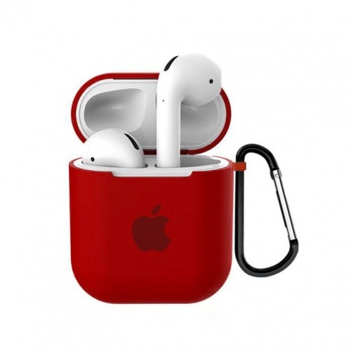 Чохол Logo case для AirPods 1/2 з карабіном  (Red)-0
