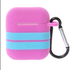Чохол Straps для AirPods з карабіном (Бузково-блакитний)-0
