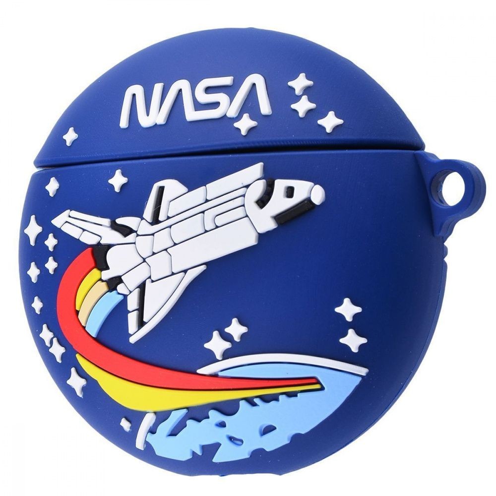 Nasa Rocket Circle Case for AirPods (blue)-0