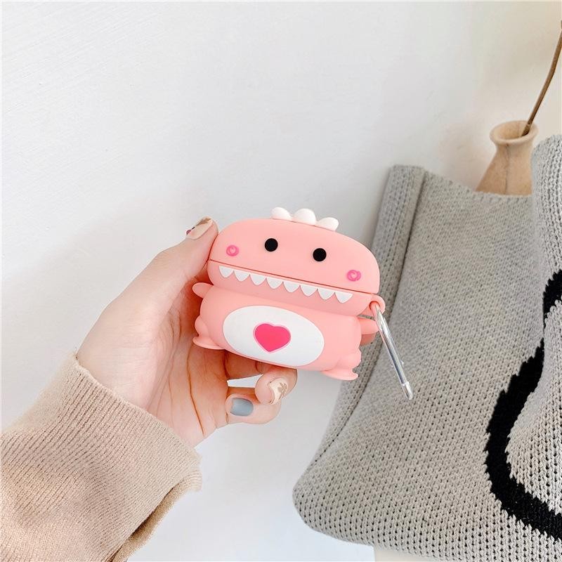 Чохол TOYS для Airpods Pro динозаврик рожевий-0