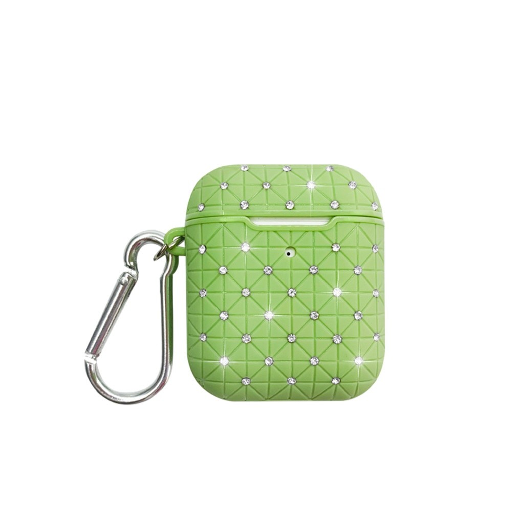 Чохол Diamond для  AirPods з карабіном зелений-0