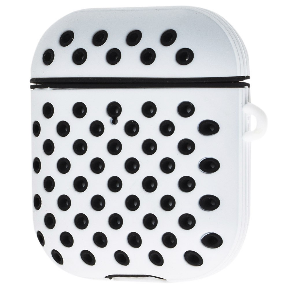 Чохол Sport для  AirPods біло-чорний з карабіном-1