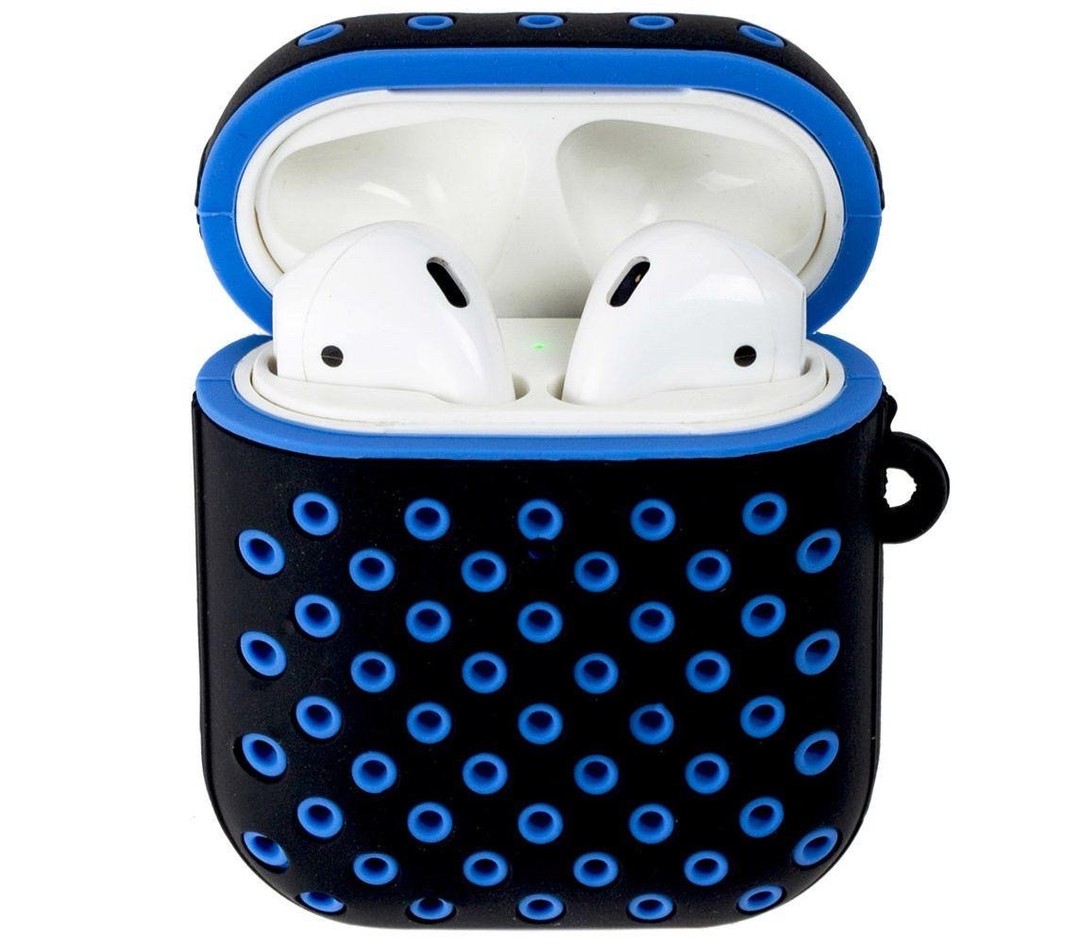 Чохол Sport для  AirPods чорно-синій з карабіном-0