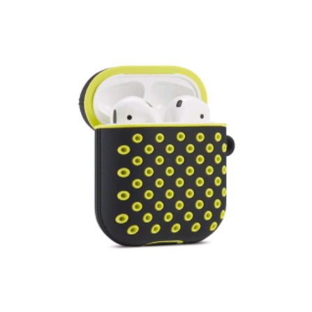 Чохол Sport для  AirPods чорно-жовтий з карабіном-0